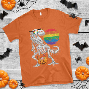 Halloween LGBT T Shirt Scary Dinosaur Skeleton T rex Rainbow Moon TS11 Orange Print Your Wear
