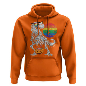 Halloween LGBT Hoodie Scary Dinosaur Skeleton T rex Rainbow Moon TS11 Orange Print Your Wear