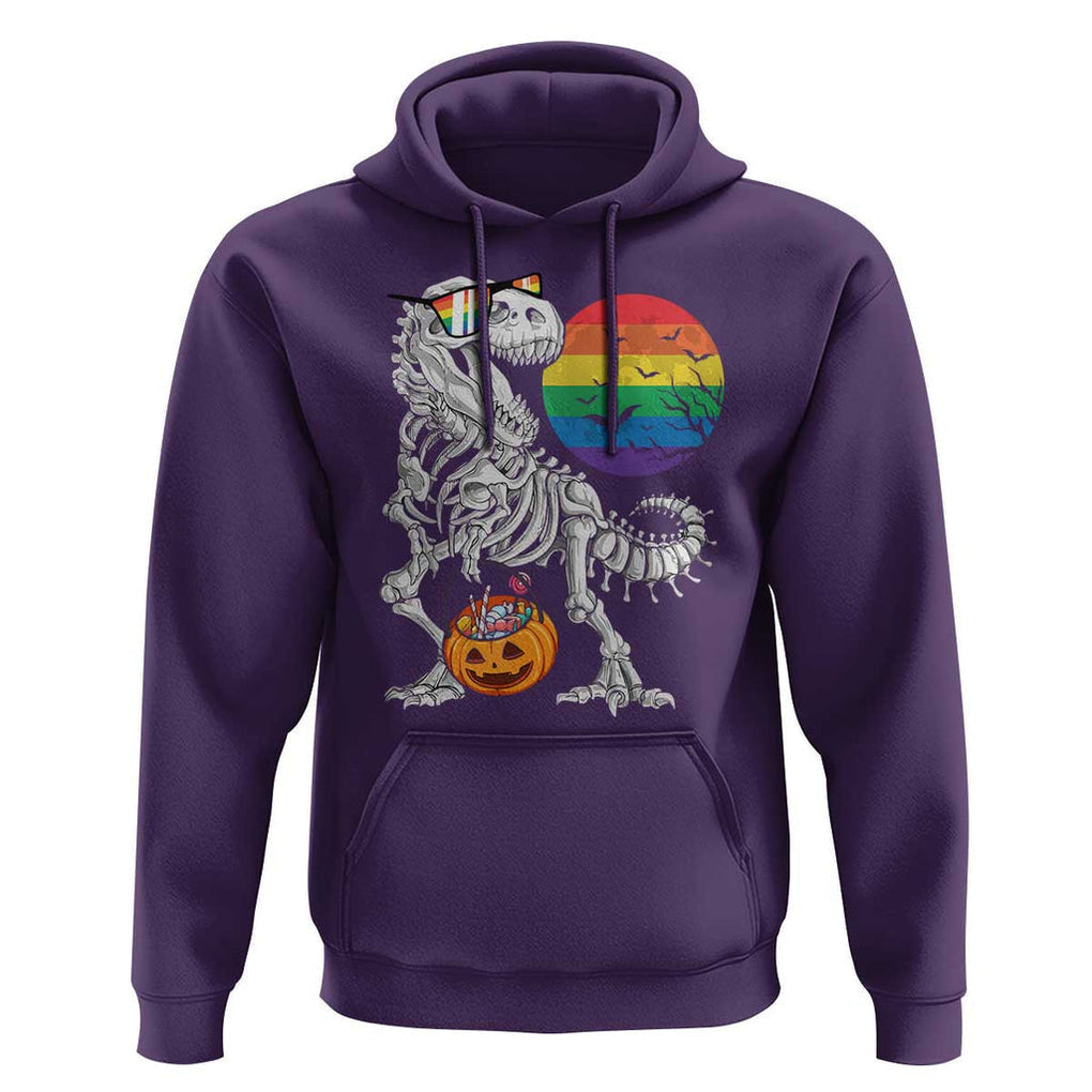 Halloween LGBT Hoodie Scary Dinosaur Skeleton T rex Rainbow Moon TS11 Purple Print Your Wear