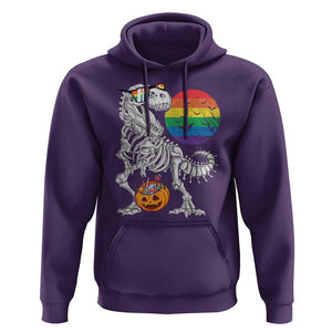Halloween LGBT Hoodie Scary Dinosaur Skeleton T rex Rainbow Moon TS11 Purple Print Your Wear
