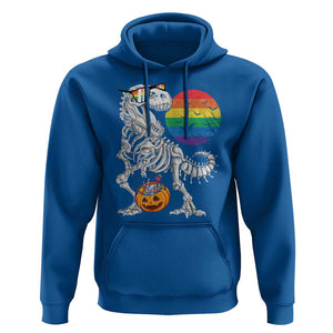 Halloween LGBT Hoodie Scary Dinosaur Skeleton T rex Rainbow Moon TS11 Royal Blue Print Your Wear