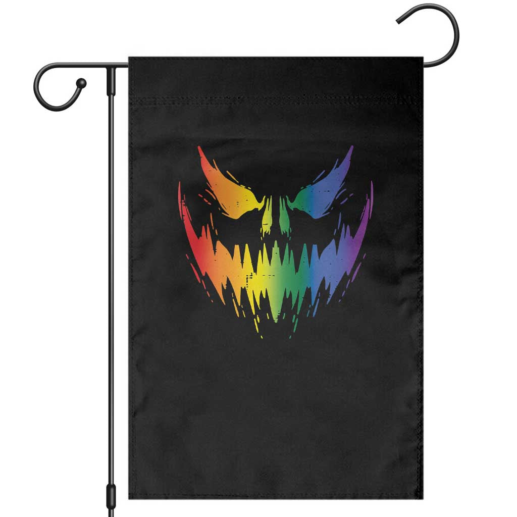 Funny Halloween LGBT Garden Flag Jack O Lantern Scary Carved Pumpkin Face Rainbow Flag TS11 Black Print Your Wear
