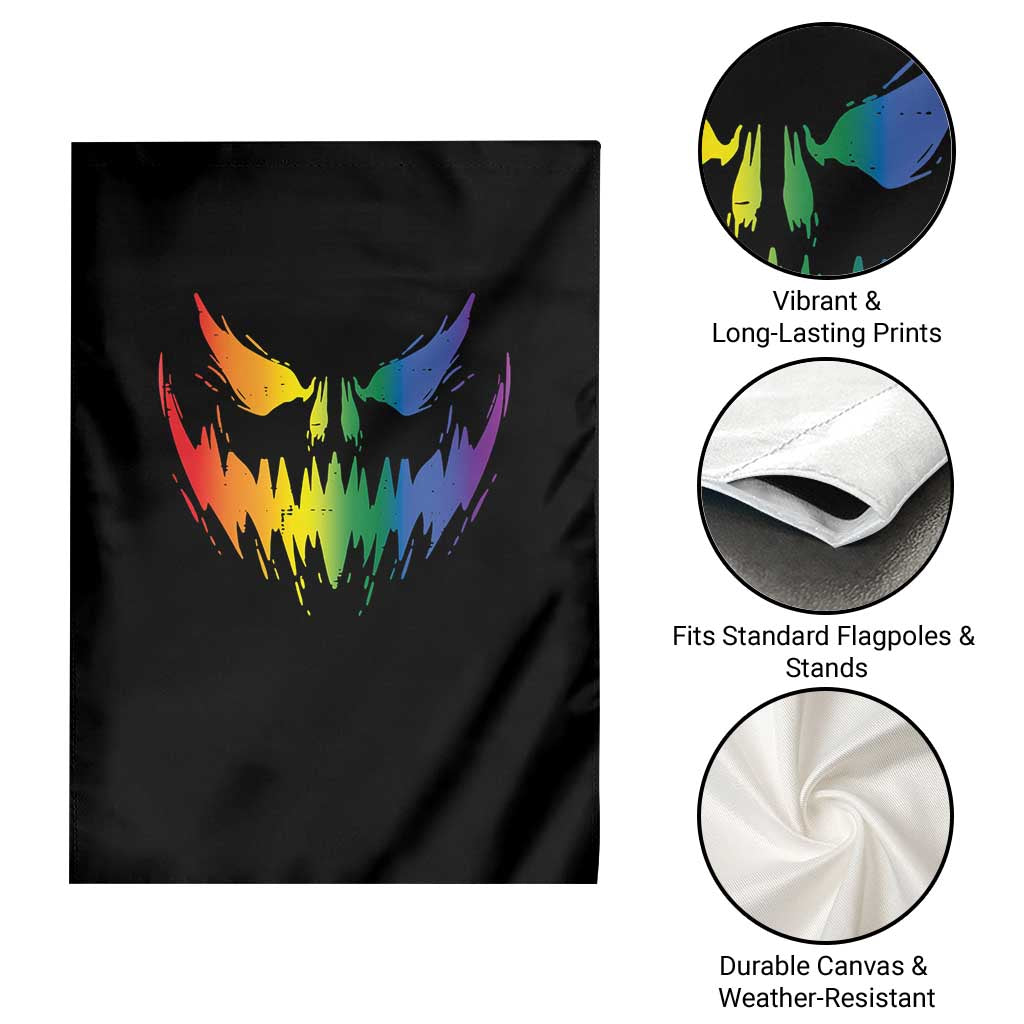 Funny Halloween LGBT Garden Flag Jack O Lantern Scary Carved Pumpkin Face Rainbow Flag TS11 Print Your Wear