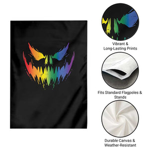 Funny Halloween LGBT Garden Flag Jack O Lantern Scary Carved Pumpkin Face Rainbow Flag TS11 Print Your Wear