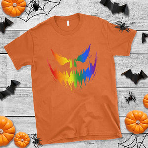 Funny Halloween LGBT T Shirt Jack O Lantern Scary Carved Pumpkin Face Rainbow Flag TS11 Orange Print Your Wear