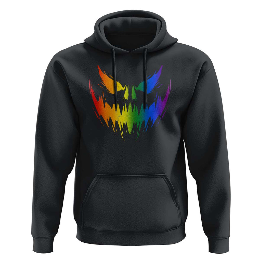 Funny Halloween LGBT Hoodie Jack O Lantern Scary Carved Pumpkin Face Rainbow Flag TS11 Black Print Your Wear