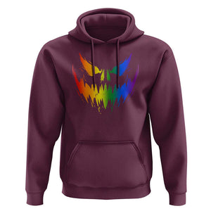 Funny Halloween LGBT Hoodie Jack O Lantern Scary Carved Pumpkin Face Rainbow Flag TS11 Maroon Print Your Wear