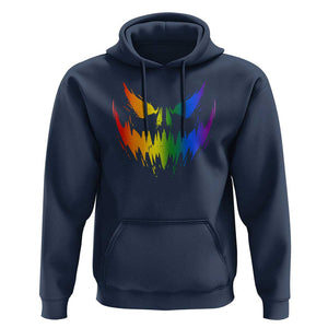 Funny Halloween LGBT Hoodie Jack O Lantern Scary Carved Pumpkin Face Rainbow Flag TS11 Navy Print Your Wear