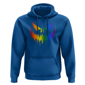 Funny Halloween LGBT Hoodie Jack O Lantern Scary Carved Pumpkin Face Rainbow Flag TS11 Royal Blue Print Your Wear