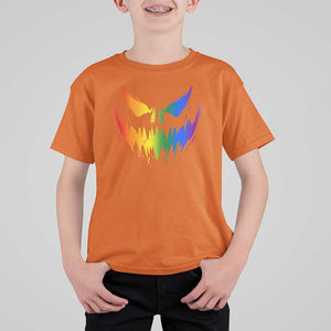 Funny Halloween LGBT T Shirt For Kid Jack O Lantern Scary Carved Pumpkin Face Rainbow Flag TS11 Orange Print Your Wear