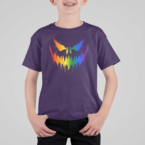 Funny Halloween LGBT T Shirt For Kid Jack O Lantern Scary Carved Pumpkin Face Rainbow Flag TS11 Purple Print Your Wear