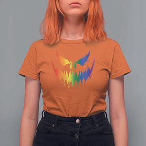 Funny Halloween LGBT T Shirt For Women Jack O Lantern Scary Carved Pumpkin Face Rainbow Flag TS11 Orange Print Your Wear