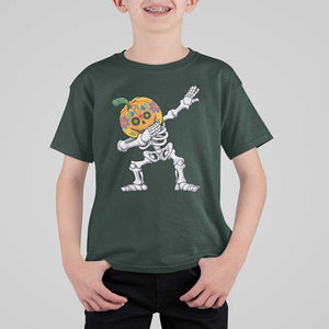 Day Of The Dead T Shirt For Kid Dabbing Pumpkin Skeleton Halloween Sugar Skull TS11 Dark Forest Green Print Your Wear
