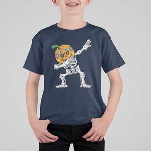 Day Of The Dead T Shirt For Kid Dabbing Pumpkin Skeleton Halloween Sugar Skull TS11 Navy Print Your Wear