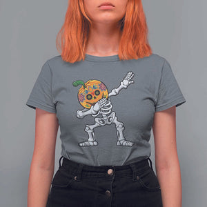 Day Of The Dead T Shirt For Women Dabbing Pumpkin Skeleton Halloween Sugar Skull TS11 Charcoal Print Your Wear