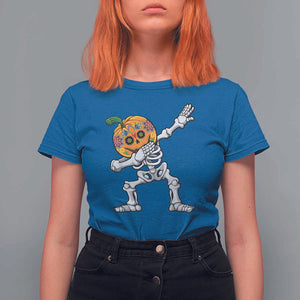 Day Of The Dead T Shirt For Women Dabbing Pumpkin Skeleton Halloween Sugar Skull TS11 Royal Blue Print Your Wear