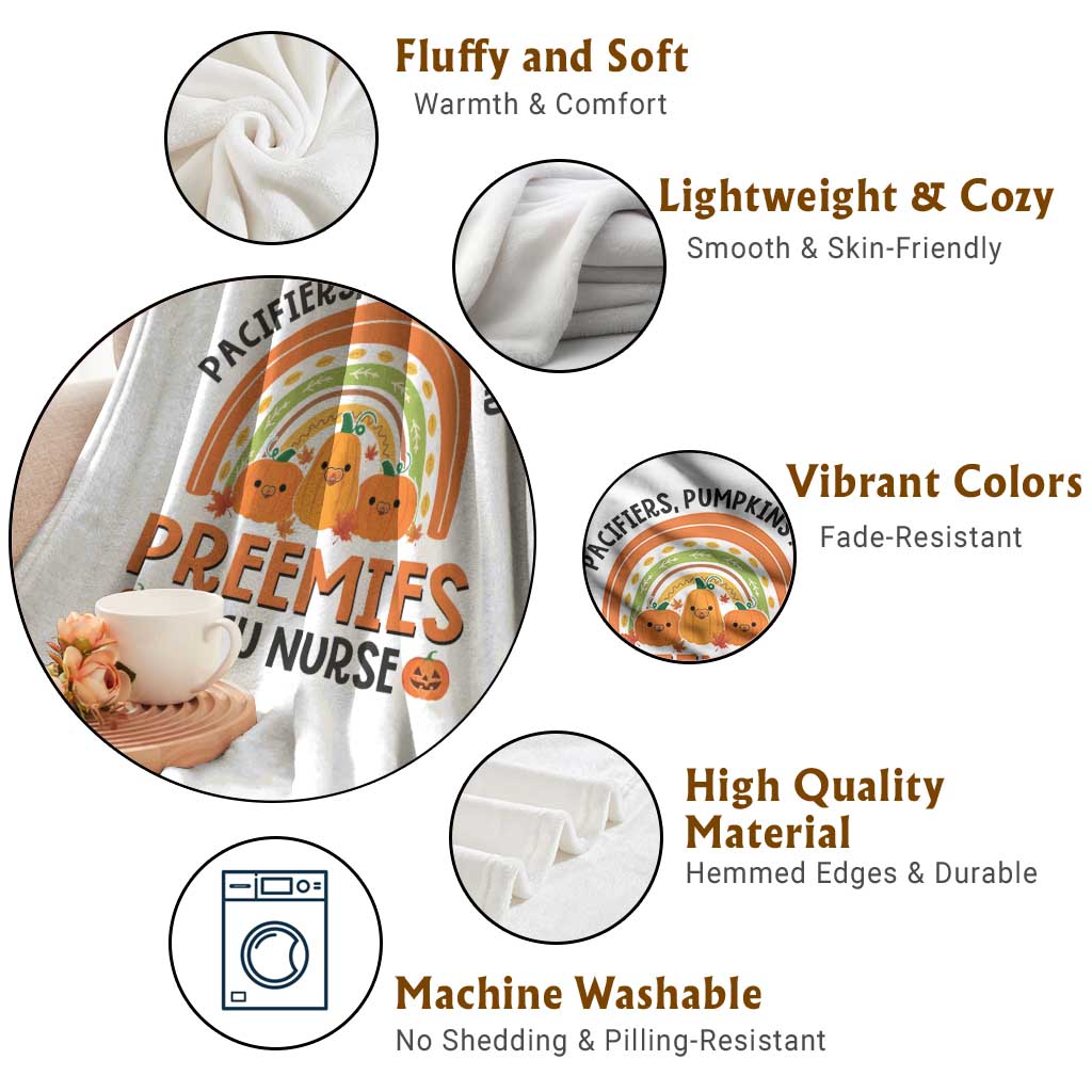 Halloween Nurse Throw Blanket Pacifiers Pumpkins And Preemies Baby Pumpkin Rainbow Fall Season TS11 Print Your Wear