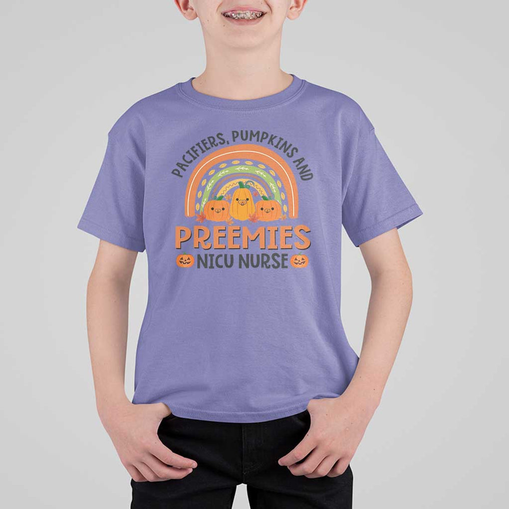Halloween Nurse T Shirt For Kid Pacifiers Pumpkins And Preemies Baby Pumpkin Rainbow Fall Season TS11 Violet Print Your Wear