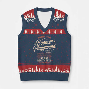 Welcome To The Boomer Playground V-Neck Knit Sweater Vest Funny Baby Boomer Generation TS11 Navy Red Print Your Wear