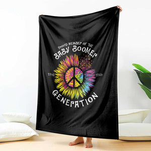Proud Member Of The Baby Boomer Generation Throw Blanket Hippie Sunflower - Print Your Wear