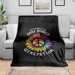 Proud Member Of The Baby Boomer Generation Throw Blanket Hippie Sunflower - Print Your Wear