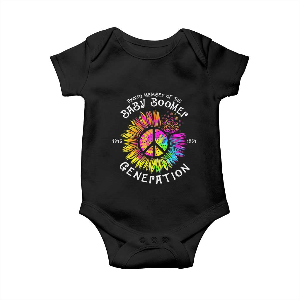 Proud Member Of The Baby Boomer Generation Baby Onesie Hippie Sunflower - Print Your Wear