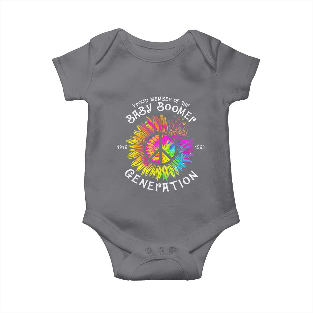 Proud Member Of The Baby Boomer Generation Baby Onesie Hippie Sunflower TS11 Charcoal Print Your Wear