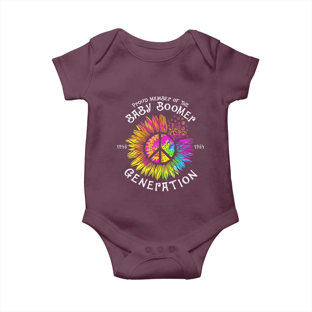 Proud Member Of The Baby Boomer Generation Baby Onesie Hippie Sunflower TS11 Maroon Print Your Wear