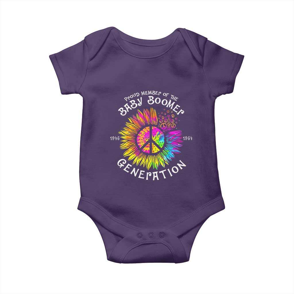 Proud Member Of The Baby Boomer Generation Baby Onesie Hippie Sunflower TS11 Purple Print Your Wear