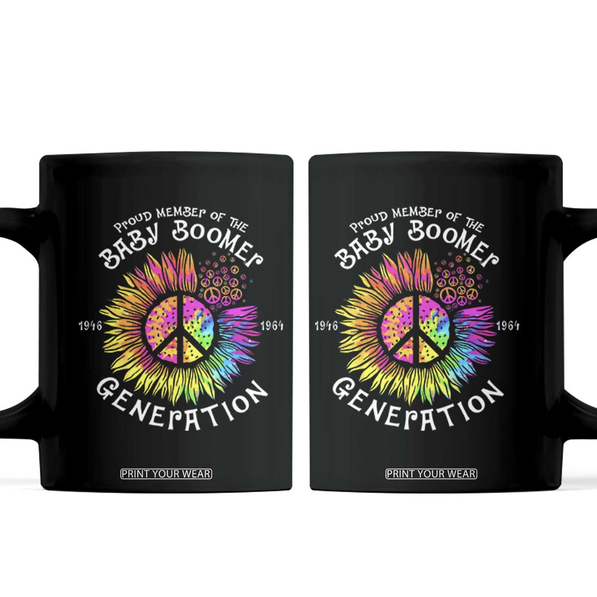 Proud Member Of The Baby Boomer Generation Coffee Mug Hippie Sunflower - Print Your Wear