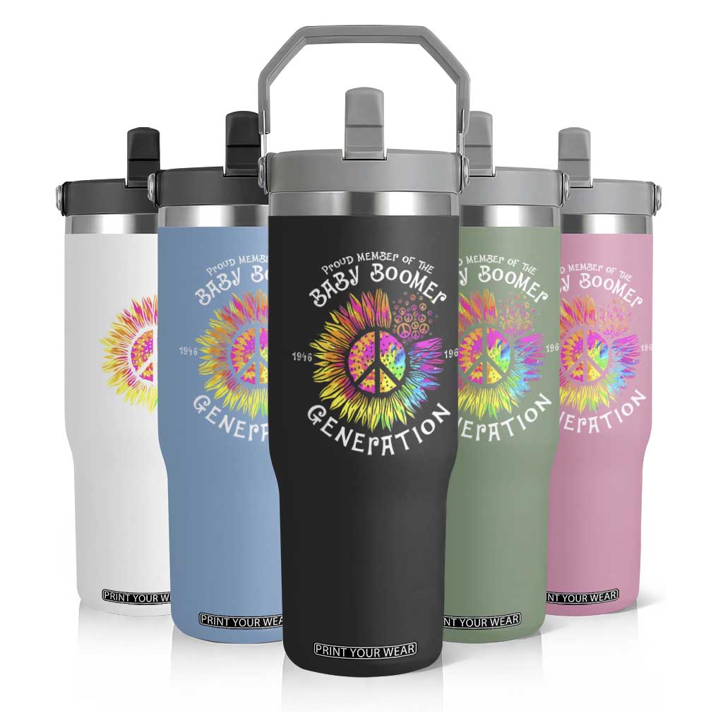 Proud Member Of The Baby Boomer Generation Flip Straw Tumbler Hippie Sunflower TS11 Print Your Wear