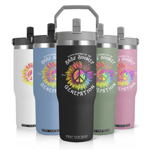 Proud Member Of The Baby Boomer Generation Flip Straw Tumbler Hippie Sunflower - Print Your Wear