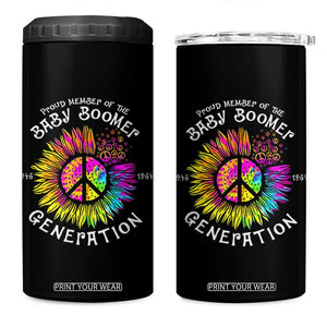 Proud Member Of The Baby Boomer Generation 4 in 1 Can Cooler Tumbler Hippie Sunflower - Print Your Wear