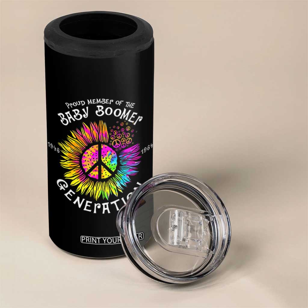 Proud Member Of The Baby Boomer Generation 4 in 1 Can Cooler Tumbler Hippie Sunflower TS11 Print Your Wear