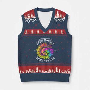 Proud Member Of The Baby Boomer Generation V-Neck Knit Sweater Vest Hippie Sunflower - Print Your Wear