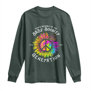 Proud Member Of The Baby Boomer Generation Long Sleeve Shirt Hippie Sunflower TS11 Dark Forest Green Print Your Wear