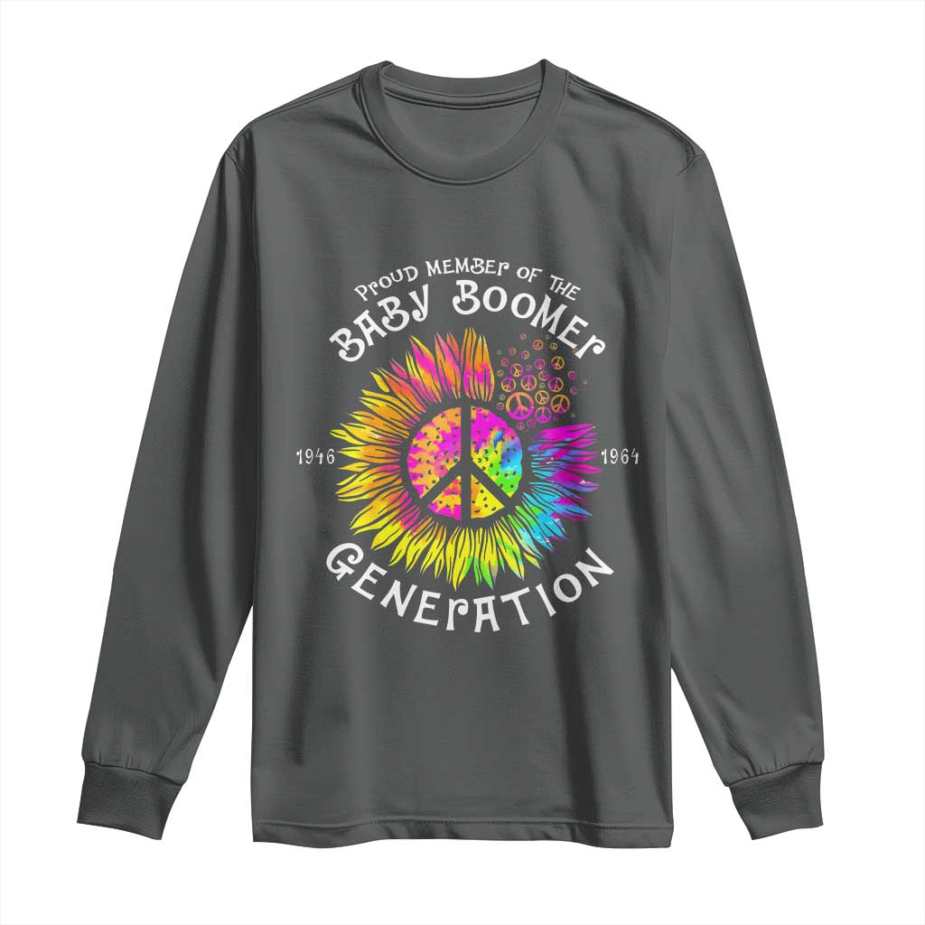 Proud Member Of The Baby Boomer Generation Long Sleeve Shirt Hippie Sunflower TS11 Dark Heather Print Your Wear