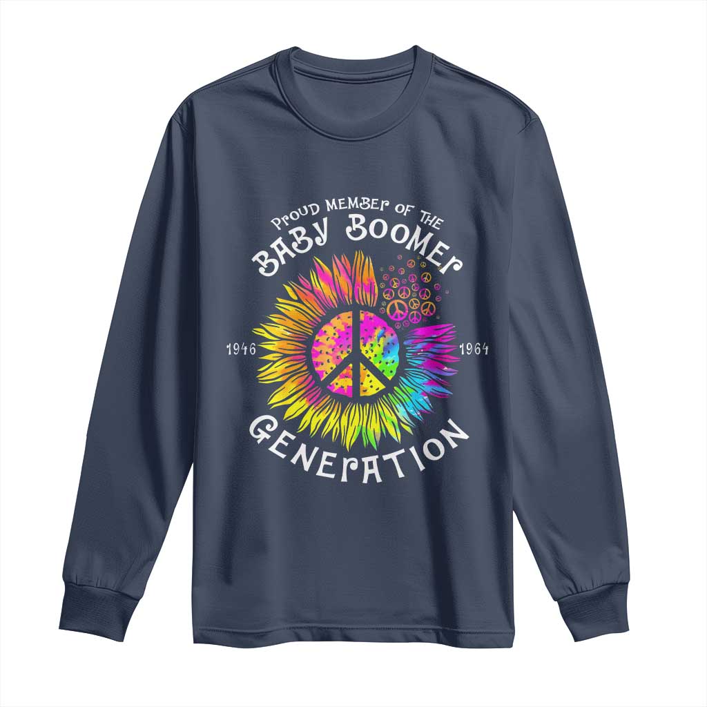 Proud Member Of The Baby Boomer Generation Long Sleeve Shirt Hippie Sunflower TS11 Navy Print Your Wear