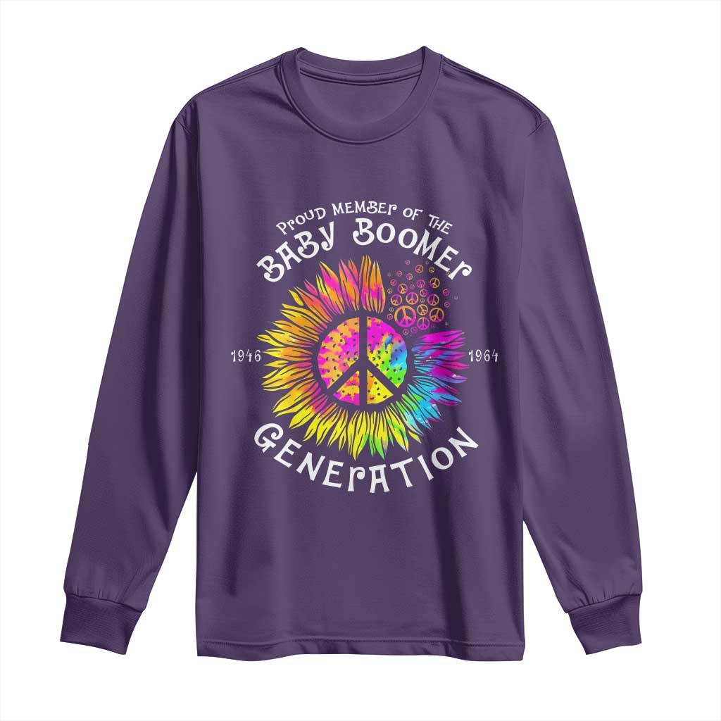 Proud Member Of The Baby Boomer Generation Long Sleeve Shirt Hippie Sunflower TS11 Purple Print Your Wear