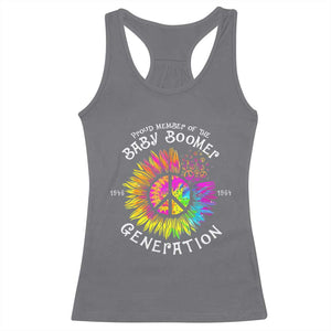Proud Member Of The Baby Boomer Generation Racerback Tank Top Hippie Sunflower - Print Your Wear