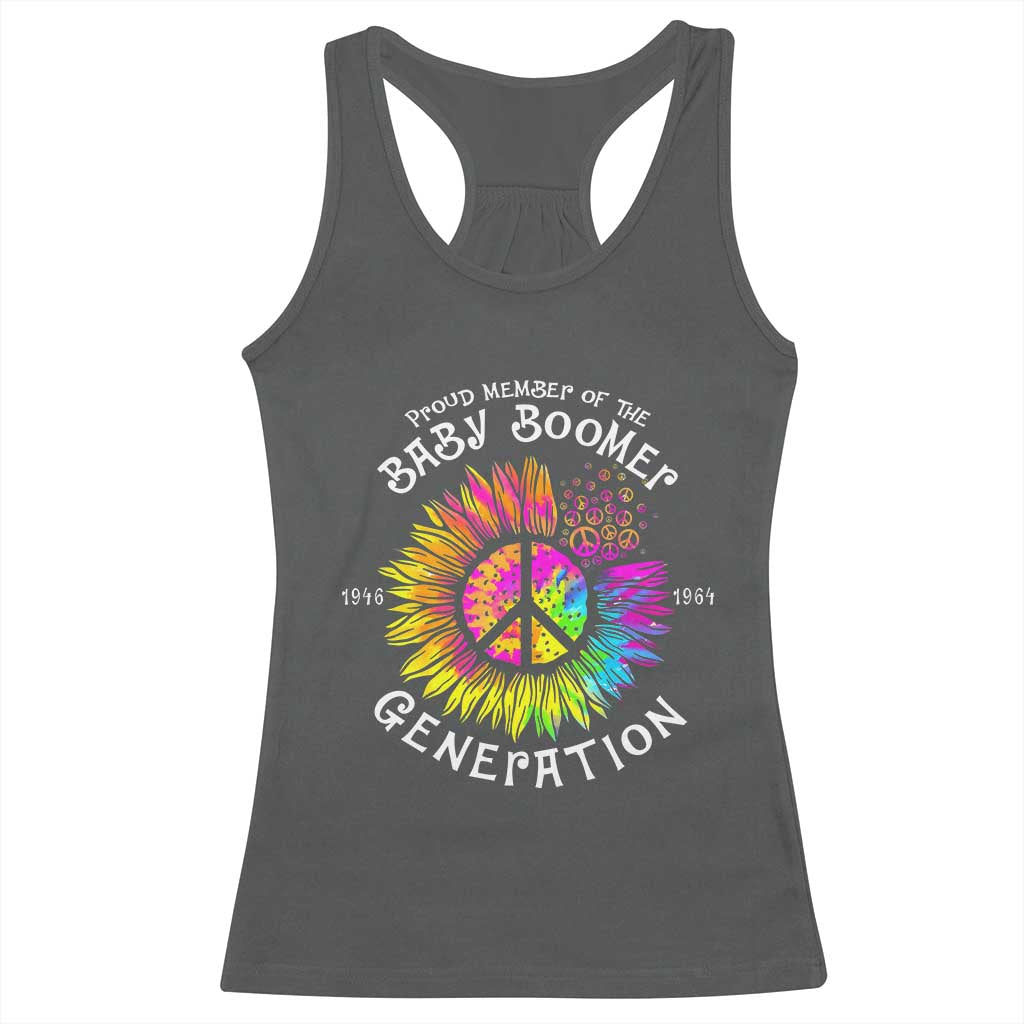 Proud Member Of The Baby Boomer Generation Racerback Tank Top Hippie Sunflower TS11 Dark Heather Print Your Wear