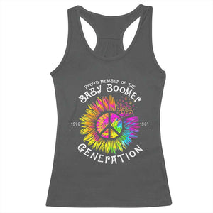 Proud Member Of The Baby Boomer Generation Racerback Tank Top Hippie Sunflower - Print Your Wear