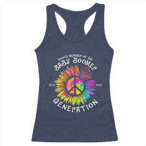Proud Member Of The Baby Boomer Generation Racerback Tank Top Hippie Sunflower - Print Your Wear