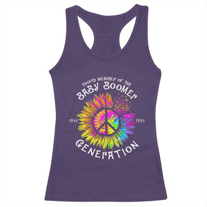 Proud Member Of The Baby Boomer Generation Racerback Tank Top Hippie Sunflower - Print Your Wear