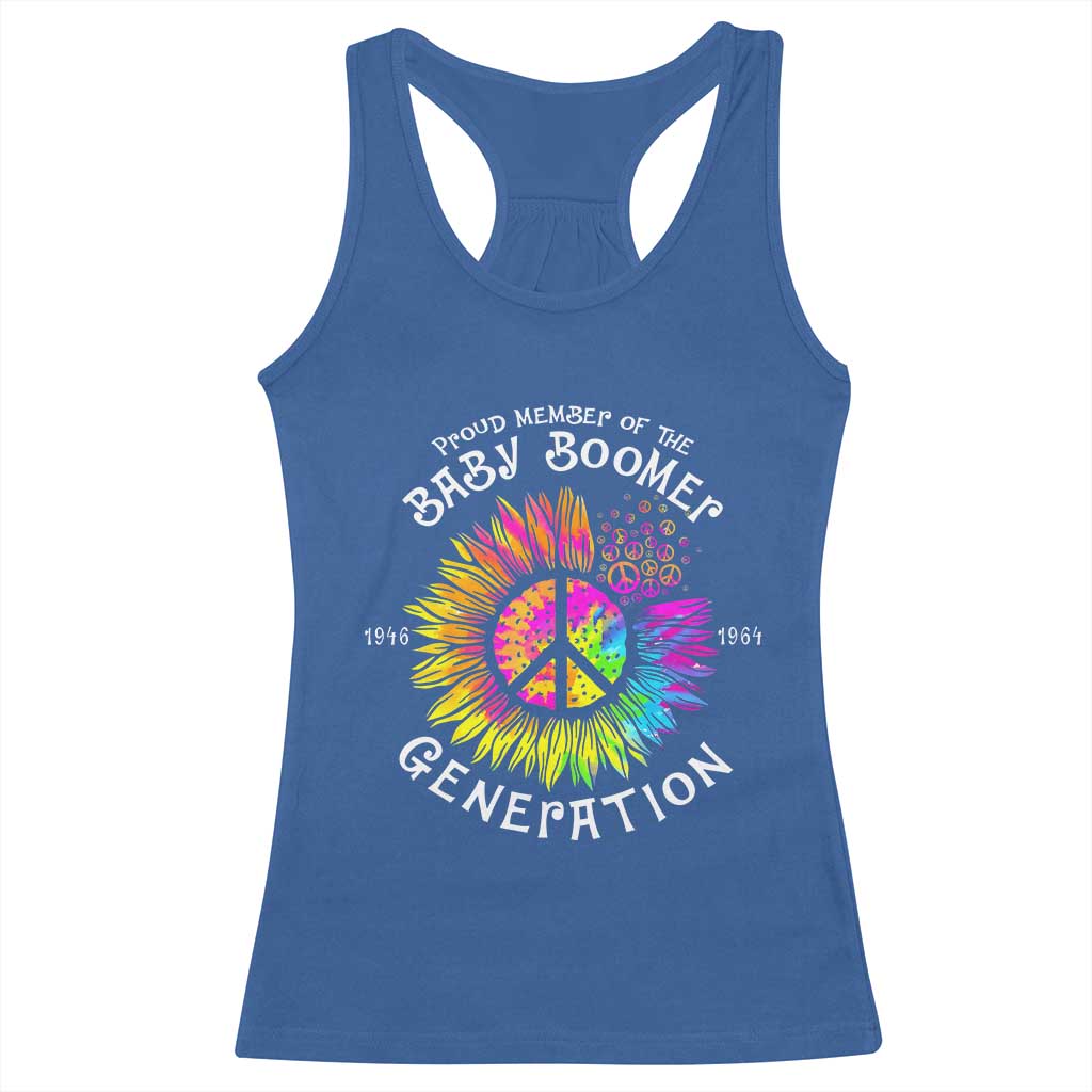 Proud Member Of The Baby Boomer Generation Racerback Tank Top Hippie Sunflower TS11 Royal Blue Print Your Wear