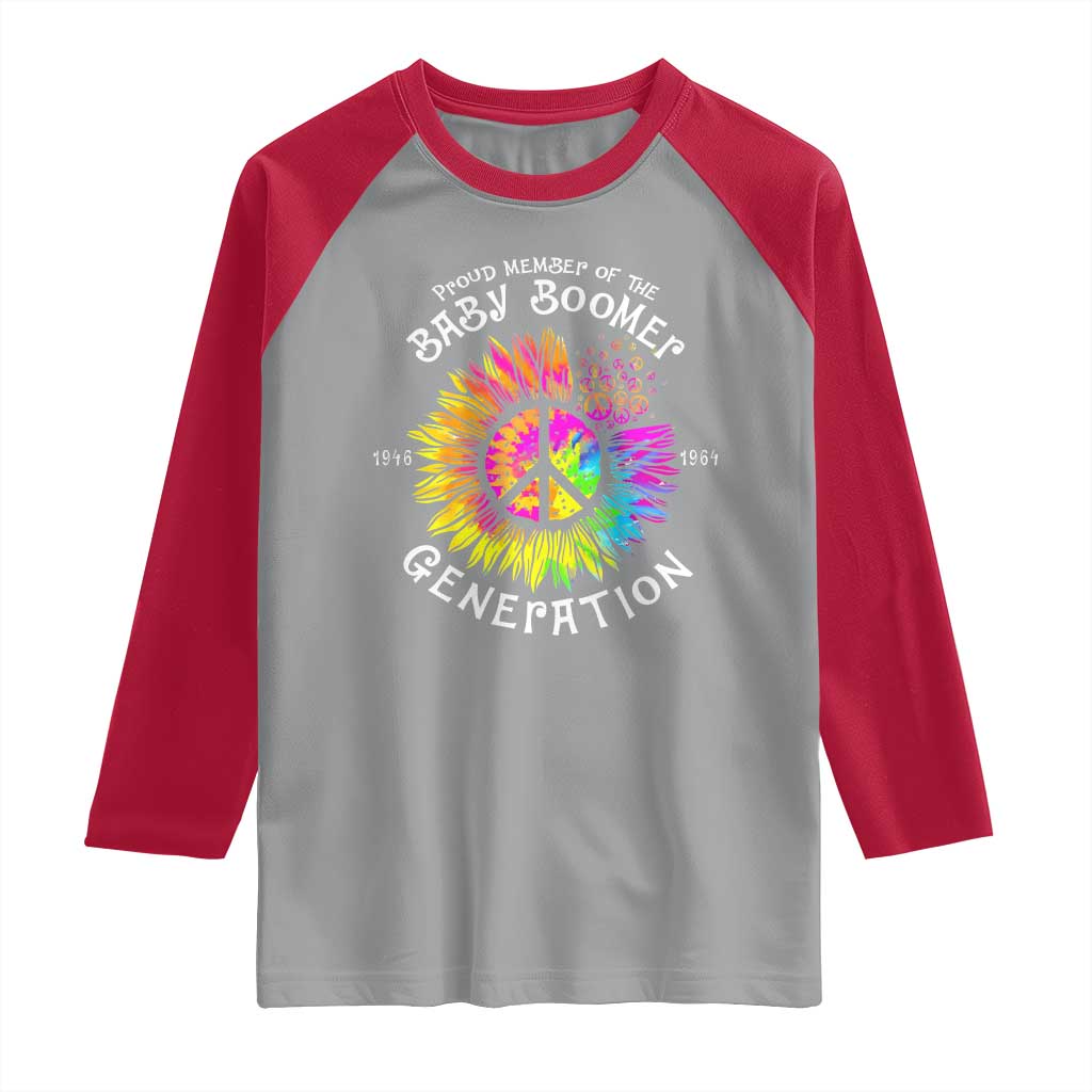 Proud Member Of The Baby Boomer Generation Raglan Shirt Hippie Sunflower TS11 Sport Gray Red Print Your Wear