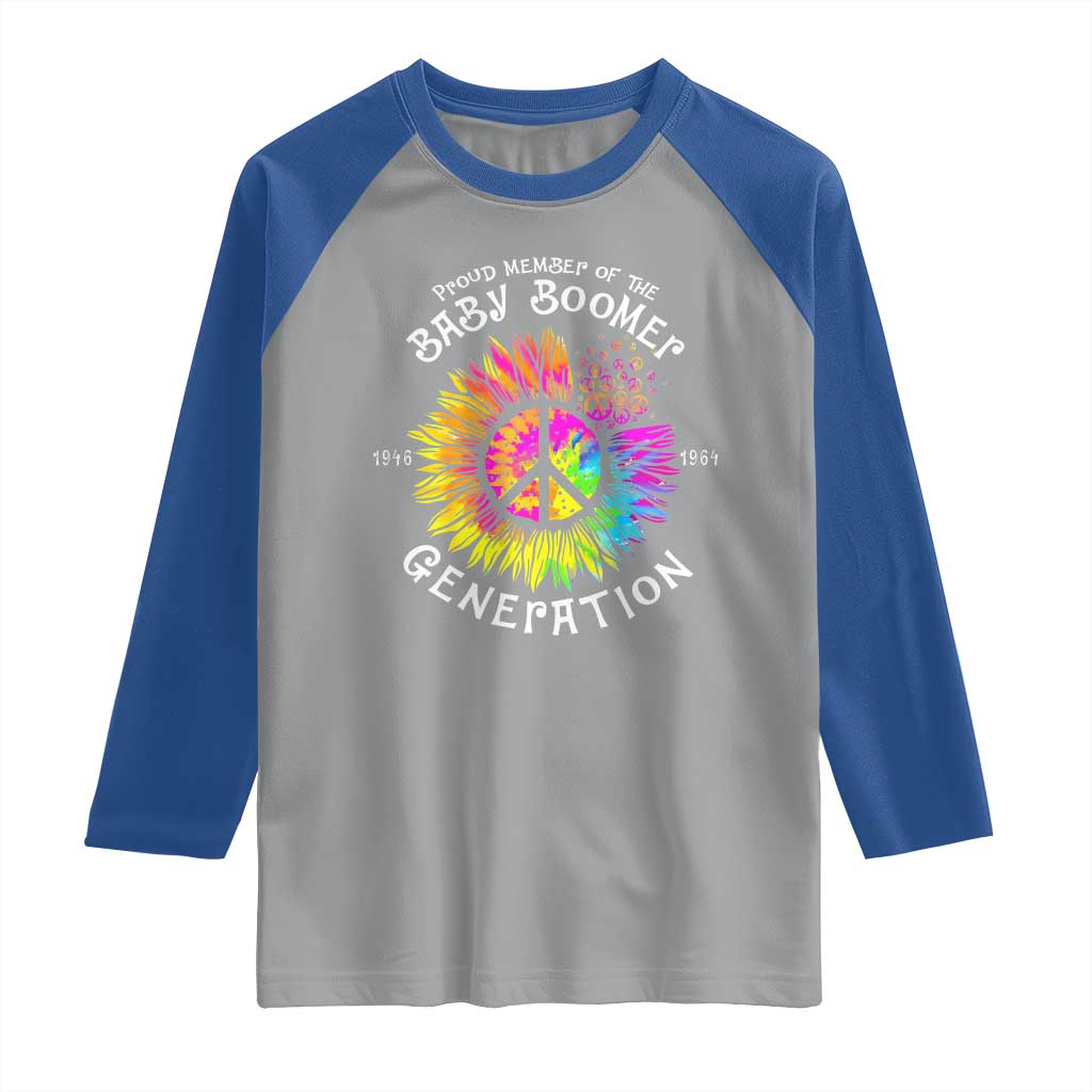 Proud Member Of The Baby Boomer Generation Raglan Shirt Hippie Sunflower TS11 Sport Gray Royal Print Your Wear