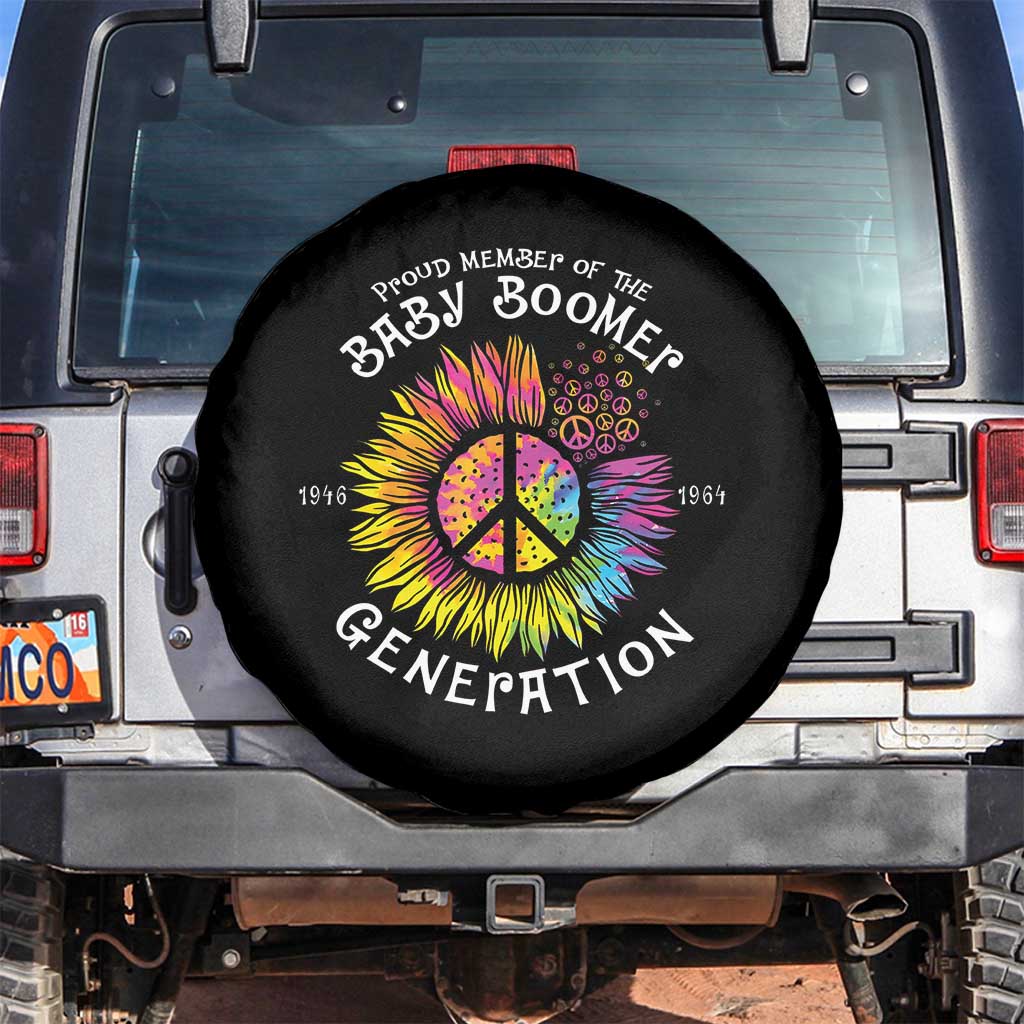 Proud Member Of The Baby Boomer Generation Spare Tire Cover Hippie Sunflower TS11 No hole Black Print Your Wear