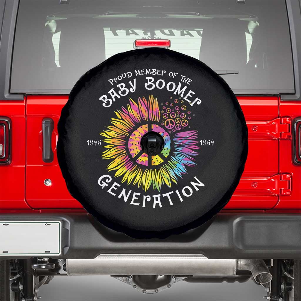 Proud Member Of The Baby Boomer Generation Spare Tire Cover Hippie Sunflower TS11 Black Print Your Wear