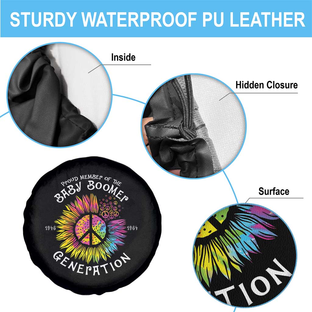 Proud Member Of The Baby Boomer Generation Spare Tire Cover Hippie Sunflower TS11 Print Your Wear